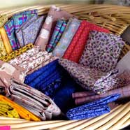 Another basket of "Fat Quarters" at Victoria Fabrics.